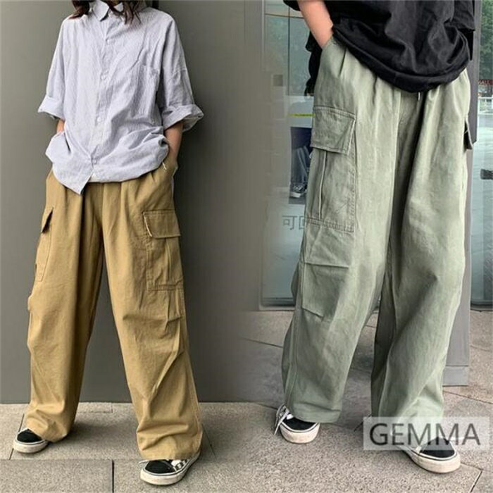 乐天商城 - カーゴパンツ メンズ レディース ダンスパンツ ワイドパンツ カジュアル ボトムス ゴムウエスト bf ロングパンツ M~XL