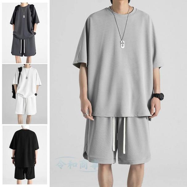 ジャージ メンズ 上下セット 接触冷感 セットアップ 半袖Tシャツ ハーフパンツ 夏 無地 速乾 薄手 滑り ひんやり