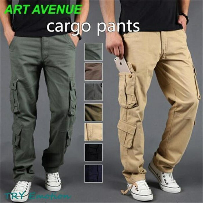 Cargo Pants - カーゴパンツ メンズ ミリタリー 多ポケット 機能的 ミリタリーパンツ ロング 耐久性 耐磨 ボトムス ストリート アメカジ カジュアル 秋 秋服