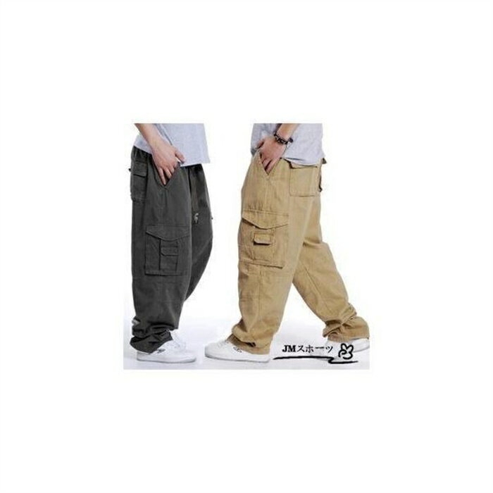 乐天商城 - カーゴパンツ大きいサイズメンズストレートパンツミリタリーワークパンツスウェットパンツボトムス無地