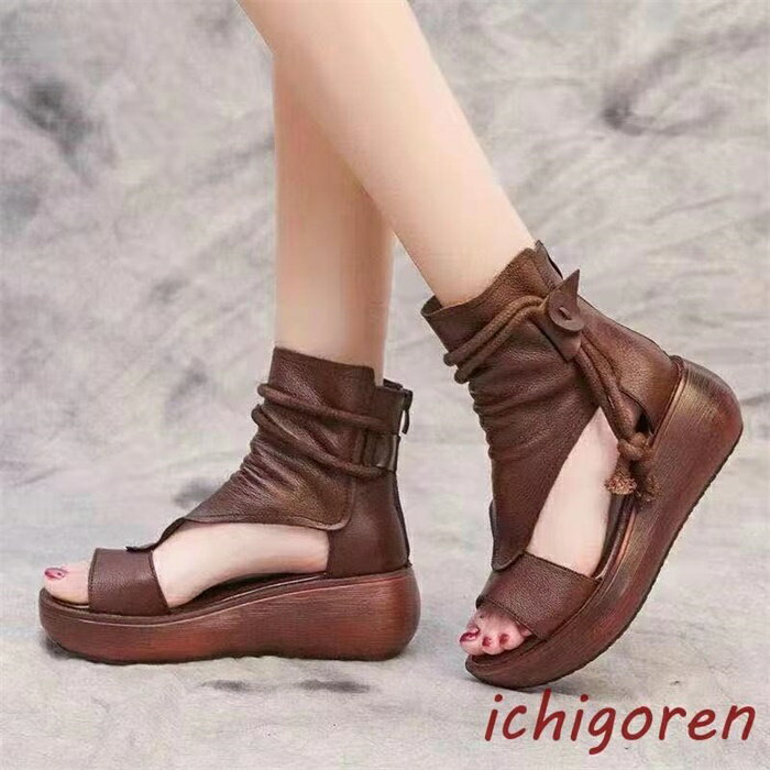 サンダル レディース 履きやすい 夏 サンダル ストラップサンダル 厚底靴 ウェッジソール グラディエー..