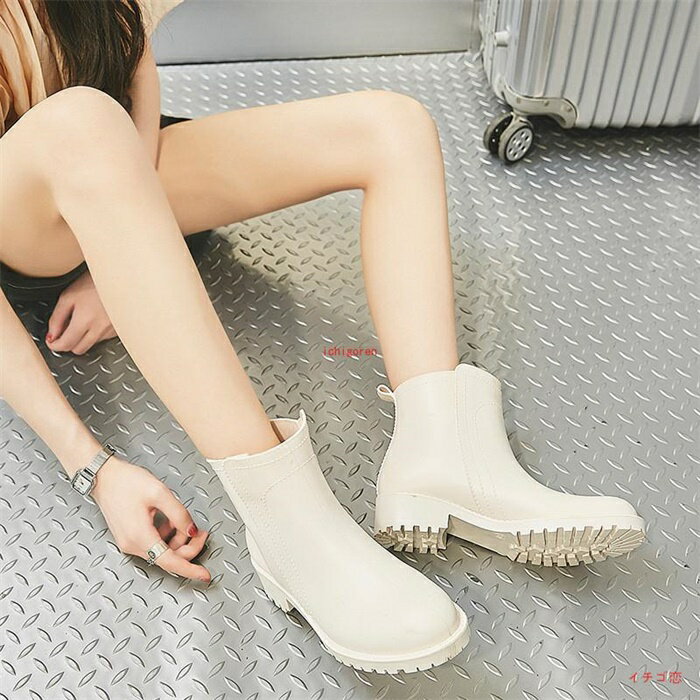 乐天商城 - レインブーツ レディース レインシューズ ショート丈 軽量 歩きやすい 滑り止め 雨靴 カラフル おしゃれ ラバー 梅雨対策はお早めに かわいい