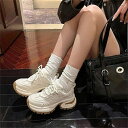 厚底 スニーカー レディース ローカット 杏色 きれいめ 厚底 身長アップ 3cm+ 靴 おしゃれ レディース厚底 細身 スニーカーレディース 歩きやすい ブランド 韓国(4)