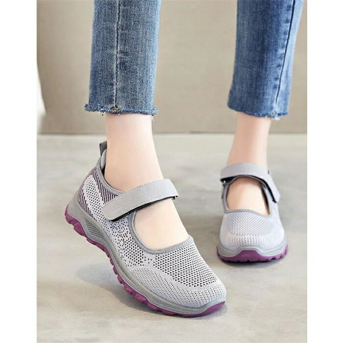 ウォーキング シューズ 布靴 レディース ポーツサンダル 夏 軽い 涼しい 通気 快適 柔らかい底 フラット ヒール 母 靴 老婦 人 ダンス 大きいサイズ 柔らかい