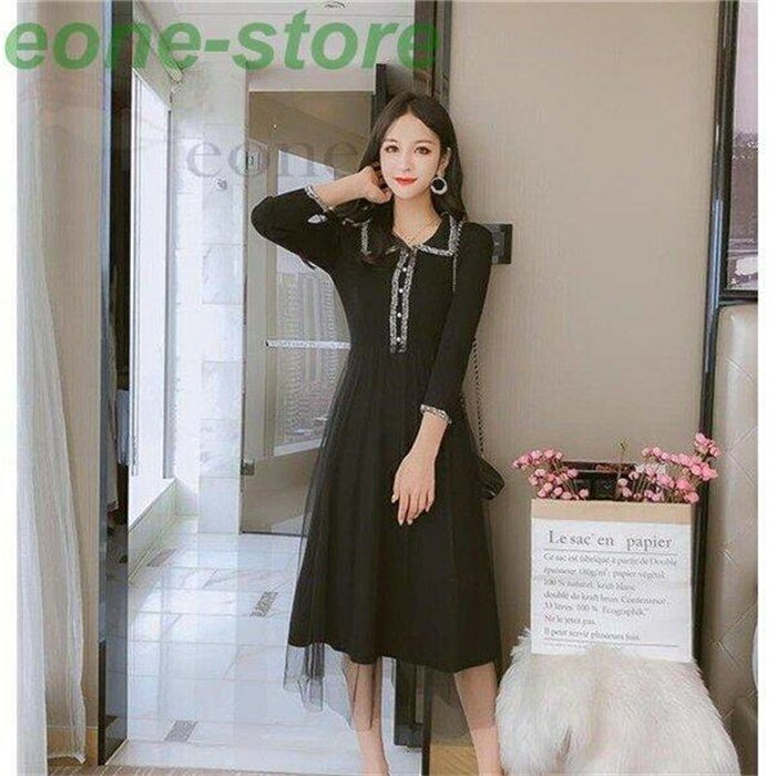 樂天商城 - ワンピース レディース ロングワンピース トップス プルオーバー 厚手 長袖 ナチュラル レース ファション 春 秋