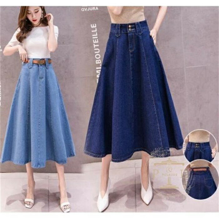 Dresses - デニムスカート スカート レディース デニム ロングスカート Aライン ハイウエスト オシャレ ボトムス 春 夏 旅行 リゾート