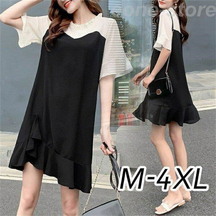 ワンピース レディース 40代 マキシワンピース 春 夏 半袖ワンピース フレアスカート 切り替え スカート ゆったり 韓国風 オシャレ 着痩せ カジュアル 30代 50代