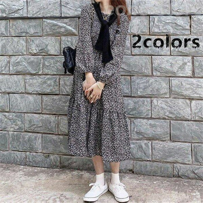 ワンピース レディース 40代 おしゃれ マキシワンピース 春秋 花柄 長袖ワンピース 新作 韓国風 レース フレアスカート キレイめ 大きいサイズ 大人 30代 50代