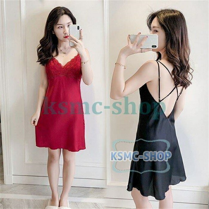 パジャマ レディース ワンピース 春夏 4色 キャミソール ルームウェア 寝巻き シルクパジャマ 薄手 レース 寝間着 部屋着 上品 韓国風 可愛い