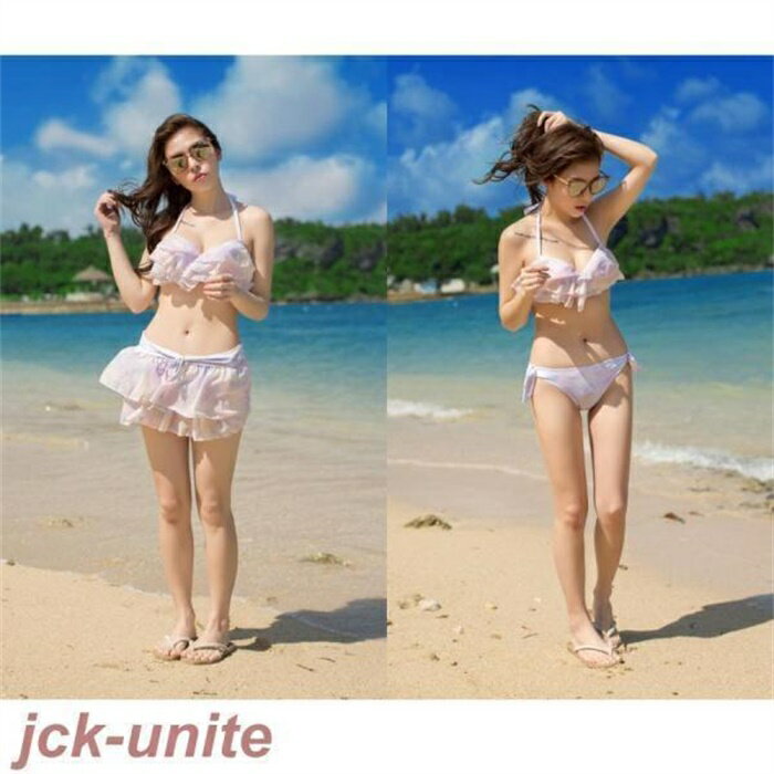 色で選ぶ水着｜水着 ビキニ フリル レディース ホルターネック 速乾 パステルカラー