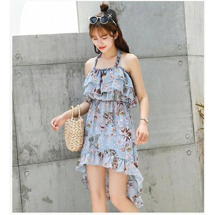 水着 レディース 3点セット 花柄 夏 小胸 バンドゥ パレオ 大きいサイズ リゾート フレア パッド付き ワンピースタイプ 体型カバー 20代 30代 40代 50代