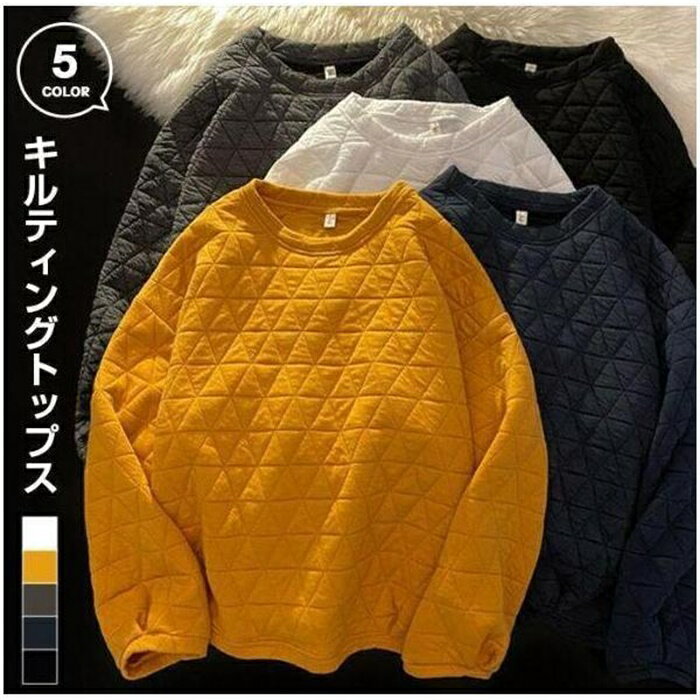 乐天商城 - キルティング レディース トップス カットソー tシャツ 長袖 クルーネック 丸首 シルエット プルオーバー シンプルプルオーバー キルティング レディース