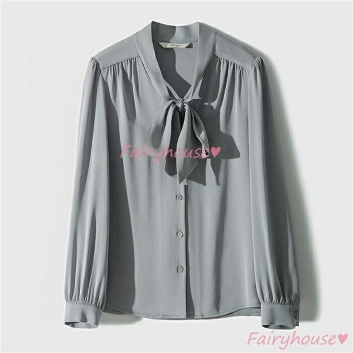 ブラウス レディース 長袖ブラウス 春夏 オフィスブラウス 無地リボンvネック オシャレブラウス レショントップス 韓国風 大人 通勤OL ゆったりシャツ 40代 50代