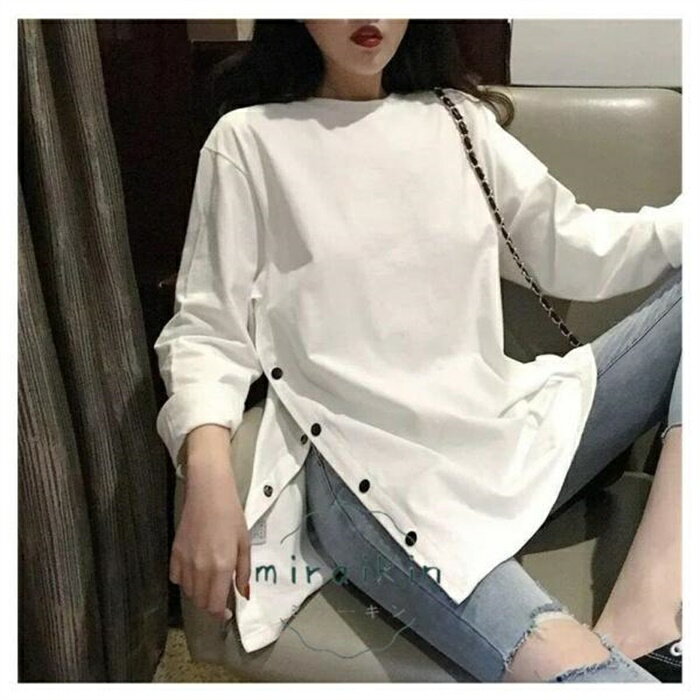 樂天商城 - Tシャツ レディース 40代 秋冬長袖Tシャツ 白 スエットシャツ トレーナー おしゃれ ゆったり トップス 無地 プルオーバー カジュアル 可愛い 着痩せ30代50代