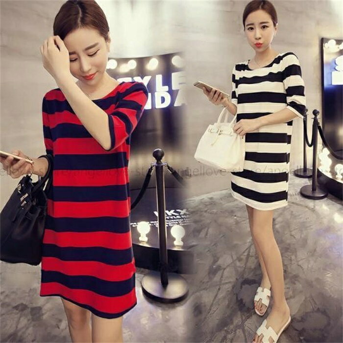 夏 大人気 tシャツワンピース ロンt 半袖 レディース ロングtシャツ ボーダー バイカラー ゆったり 五分袖 おしゃれ 春夏 ビッグt ロンティー ゆるt
