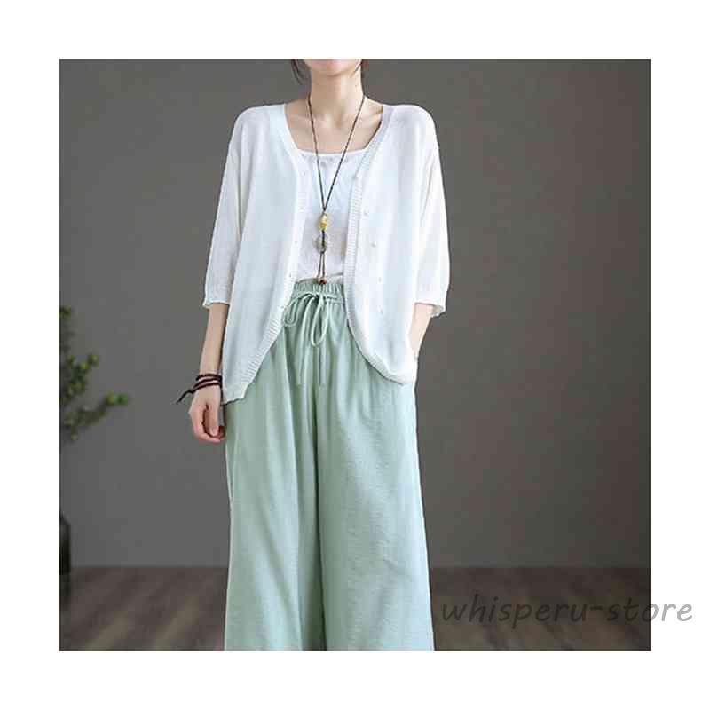 サマーニット サマーカーディガン カーディガン 半袖 ゆったり 薄手 羽織もの レディース サマー カーディガン夏 夏カーディガン 羽織り