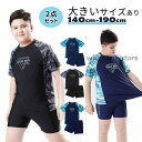 男の子 水着 ジュニア ぽっちゃりの子 大きいサイズあり キッズ セパレート 上下セット 水着 半袖 ボーイズ 子供 ショートパンツ ゆったり 露出控えめ プール
