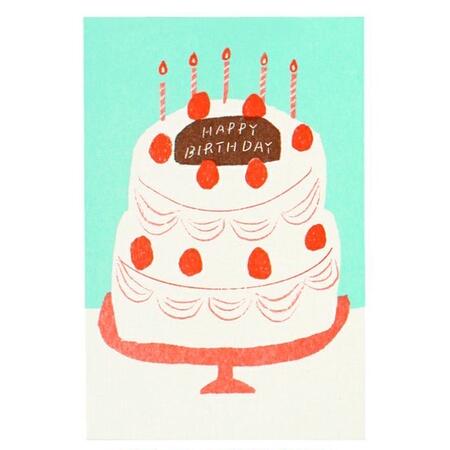 【古川紙工】 レトロ印刷ポストカード/バースデーカードケーキ誕生日カード グリーティングカード おしゃれ イラスト カラフル 女子文具 大人 インテリア メッセ...