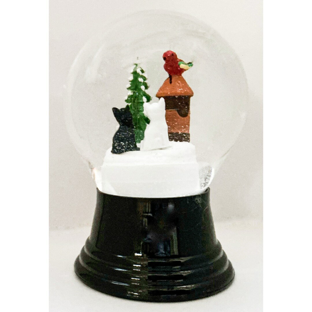 スノードームMサイズ/ 小鳥と猫 【メール便NG】 ギフト　プレゼント　贈り物