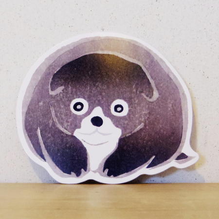 ダイカットポストカード 中村芳中/仔犬(クロ犬)浮世絵 和風 ダイカット グリーティングカード おしゃれ 女子文具 大人 インテリア メッセージ おめでとう お...