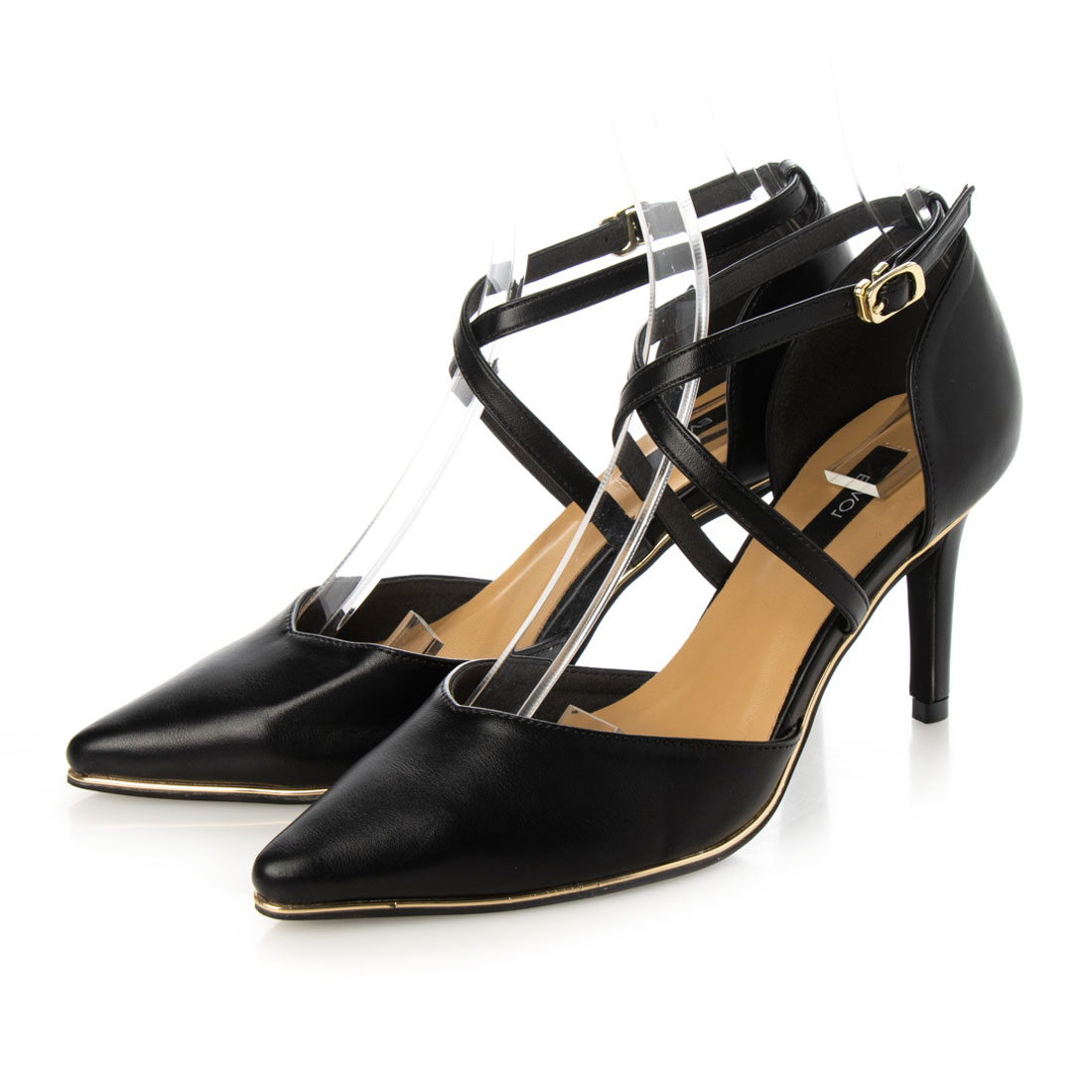 【公式】【SALE／70%OFF】EVOL クロスストラップVカットパンプス パンプス ブラック レディース 靴 2023ss 新作 ポインテッドトゥ Vカット クロス ストラップ シンプル ベーシック ゴールド クッション 上品 結婚式 二次会 パーティーのサムネイル