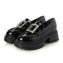 【公式】【SALE/29%OFF】イーボル EVOL 軽量厚底バックルローファー フラットシューズ ローファー ブラック レディース 靴 ビジュー バックル キ...