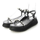 【公式】【SALE/61%OFF】イーボル EVOL ダブルベルトパールサンダル サンダル ブラック レディース 靴 厚底 パール ホールド感 軽量 フェミニン 美脚 脚長 ガーリー ダブルベルト 華やか プラットフォーム リゾート デート