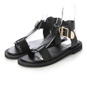 【公式】【SALE/42%OFF】イーボル EVOL ラウンドTベルトフラットサンダル サンダル ブラック レディース 靴 フラット モード カジュアル リゾート お出かけ ストラップ 安定感 韓国ファッション 歩きやすい 旅行 お洒落 バックル