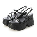 【公式】【SALE/29%OFF】イーボル EVOL 厚底コードサンダル 靴 レディース サンダル ブラック 夏 厚底 安定感 低身長 スタイルアップ 美脚 ソ...
