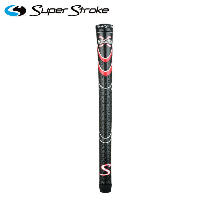 SuperStroke スーパーストローク クロスコンフォート グリップ スタンダード 48g アイアン ウッド バックライン無し CROSS COMFORT STANDARD ゴルフ ブラック レッド 特殊加工を施したポリウレタン表皮素材は、驚くほど柔らかく粘着性があり手にしっかりフィットします。インナー素材に硬いラバーを使用しているのでねじれに強い設計です。グリップ表面にX型の溝（クロスコンフォート X パターン）を入れることで、グリップ力が増し、コントロール性と握り心地を向上させます。 2