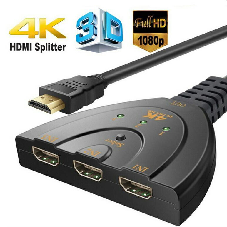 HDMI切替器 HDMIセレクター 3入力1出力 HDMI スイッチャー 分配器 4K テレビ PC ps4Pro HDMI 切り替え スイッチ 三股 3ポート HDMIハブ アダプタ メス オス スマホ モニター 映像 ケーブル 同…