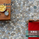 【天然石ユニット コスタ 300角 全5色 シート販売】 ストーンペブル 石畳 石材 玉石 乱張り ストーンシート 裏ネット リゾート ナチュラル おしゃれ 壁...