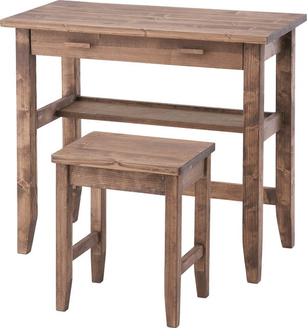 楽天DIY・エクステリアG-STYLE東谷 デスク＆スツール ブラウン 完成品 CFS-843 東谷 AZUMAYA アンティーク風 木製デスク チェア セット 幅80cm ルーアン アンティーク風デスク デスク 机 スツール イス 椅子 いす 木製スツール CFS-843 デスクチェアセット pcデスク パソコンデスク 仕事机 学習机