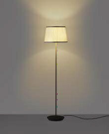 コイズミ照明 KOIZUMI 調光フロアスタンド AT49310L 本体：ブラック AE49318E セード：グレー色オーガンジープリーツ 調光SW付 電球色 白熱球40W相当