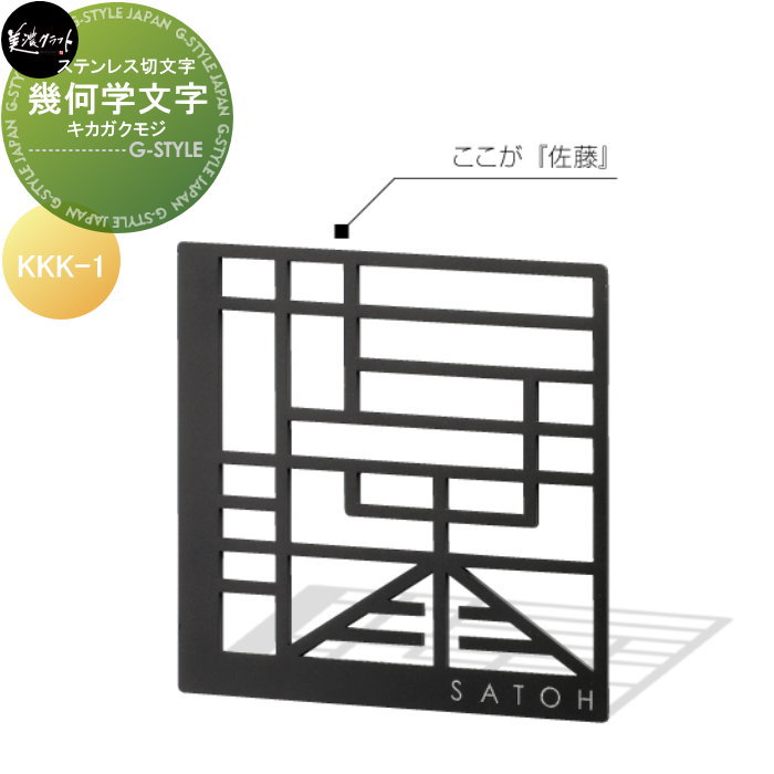 ステンレス切文字 美濃クラフト 幾何学文字　キカガクモジ KKK-1