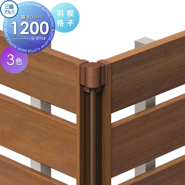【ポイントUP中】【部品】 フェンス 三協アルミ 三協立山 フレイナ Y3型 コーナー材 羽格子 木調タイプ 2012用 境界 屋外 アルミ 形材フェンスガーデン DIY 塀 壁 囲い