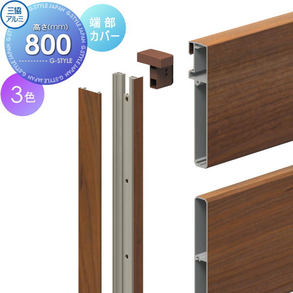 【ポイントUP中】【部品】 フェンス 三協アルミ 三協立山 フレイナ Y3型 端部カバー 木調タイプ 2008用 境界 屋外 アルミ 形材フェンスガーデン DIY 塀 壁 囲い