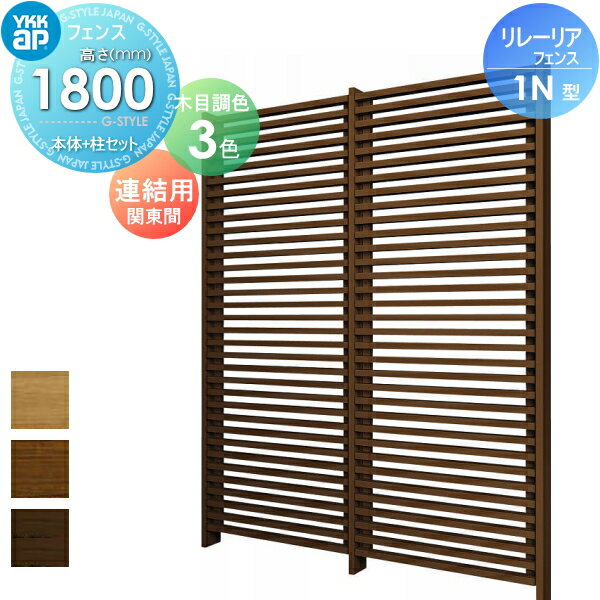 【無料★特典対象】 スクリーンフェンス 目隠し YKK YKKap リレーリア フェンス 1N型 フェンス本体+柱セット 連結用 関東間 木目調カラー H18FJ 形材フェンスガーデン DIY 塀 壁 囲い 境界 屋外
