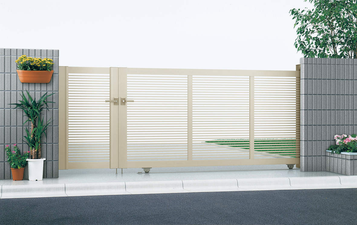 【無料★特典対象】 引戸門扉形材門扉 YKK YKKap エクスライン引戸1型 H12 開き戸付き アルミカラー［30..