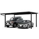 LIXIL リクシル カーポート 2台用 ブラックポリカ仕様 フーゴFプラス (フラットスタイル) ワイド 台風補償付【税込】