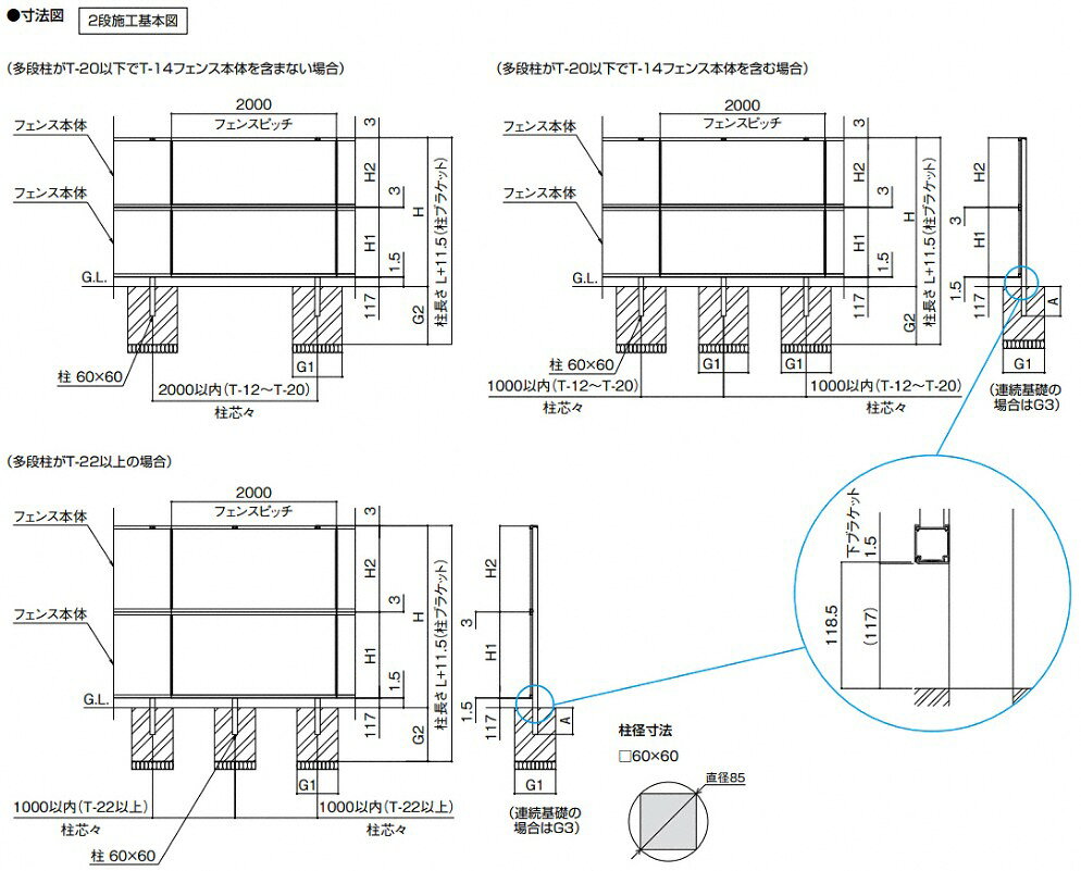 部材込み 本体のみ可 LIXIL リクシル フェンスAB YS3型 横スリット3 アルミ多段柱仕様 木調色 消費税込 ex-shop-diy-10009082 業界大手!直販のエクスショップ サンプル画像3