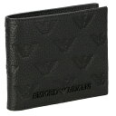 エンポリオアルマーニ 二つ折り財布 折財布 メンズ財布 レザー オールオーバーエンボスイーグル EMPORIO ARMANI YEM122 Y142V 81072 ブラック プレゼント(4)