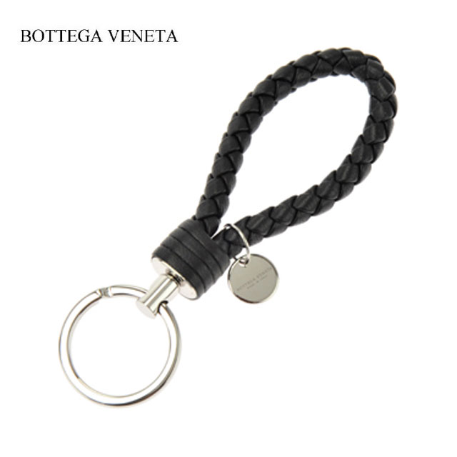 ボッテガヴェネタ キーホルダー（レディース） ボッテガヴェネタ BOTTEGA VENETA キーホルダー キーリング イントレチャート メンズ レディース 113539 V001D 1000 ブラック プレゼント