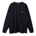 カーハート Carhartt WIP Tシャツ 長袖Tシャツ ロングTシャツ ワンポイントロゴ メンズ レディース L/S CHASE T-SHIRT I026392 00HXX NAVY/GOLD ネイビー