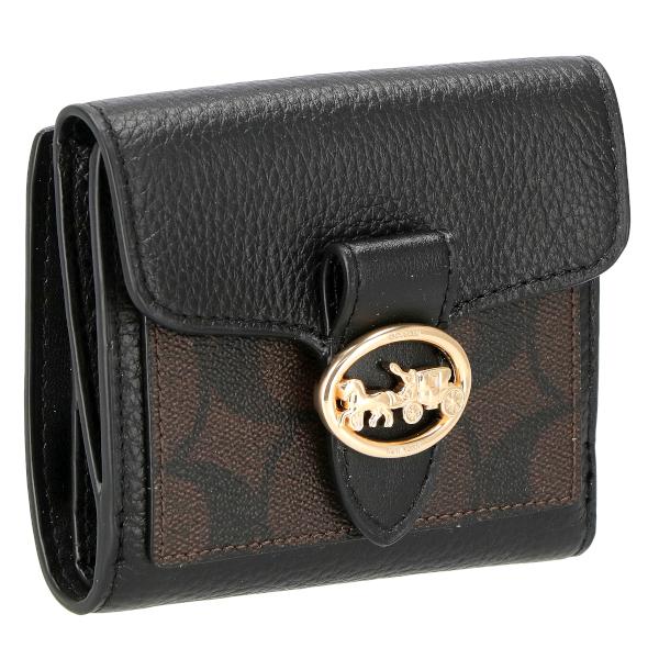 COACH - コーチ 二つ折り財布 ミニ財布 折財布 レディース ジョージ GEORGE シグネチャー COACH 7250 IMAA8 ダークブラウン ブラック プレゼント