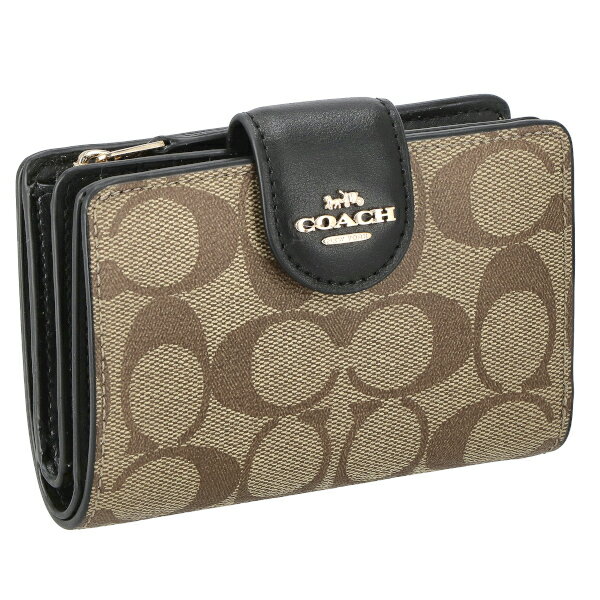 コーチ COACH 折財布 二つ折り財布 定期入れ シグネチャー レディース C0082 IMCBI カーキ ブラック プレゼント