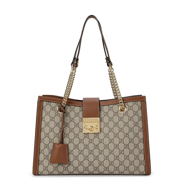 グッチ 帆布・キャンバス トートバッグ レディース グッチ GUCCI トートバッグ 新品 チェーンショルダー パドロック GGスプリームキャンバス レディース 479197 KHNKG 8534 ベージュ ブラウン プレゼント