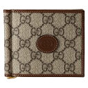 グッチ マネークリップ グッチ GUCCI マネークリップ 二つ折り財布 新品 メンズ GGスプリーム 700686 92TCG 8563 ベージュ ブラウン プレゼント