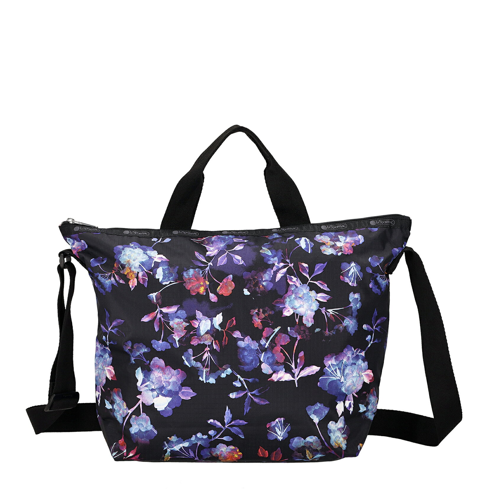 レスポートサック LeSportsac 2WAY ハンドバッグ ショルダーバッグ DELUXE EASY CARRY TOTE 4360 E778 ブラック系 花柄