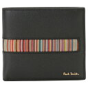 ポールスミス Paul Smith 折財布 二つ折り財布 レザー メンズ マルチカラー ストライプ 4833 AINSET 79 ブラック プレゼント